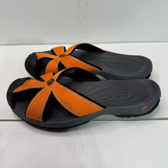 Keen Womens Size 8 Orange & Gray Cross Strap Slides Sandals - Picture 1 of 7